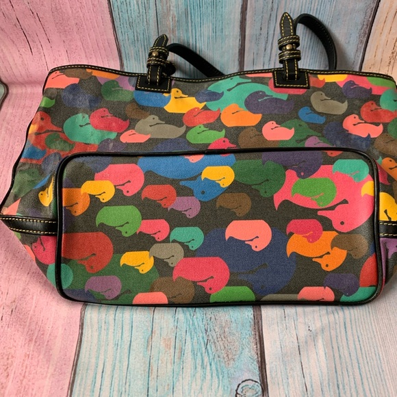 DOONEY & BOURKE Vintage Y2K βWonder Duckβ Multicolor Duck Print Rainbow Tote - Picture 9 of 14